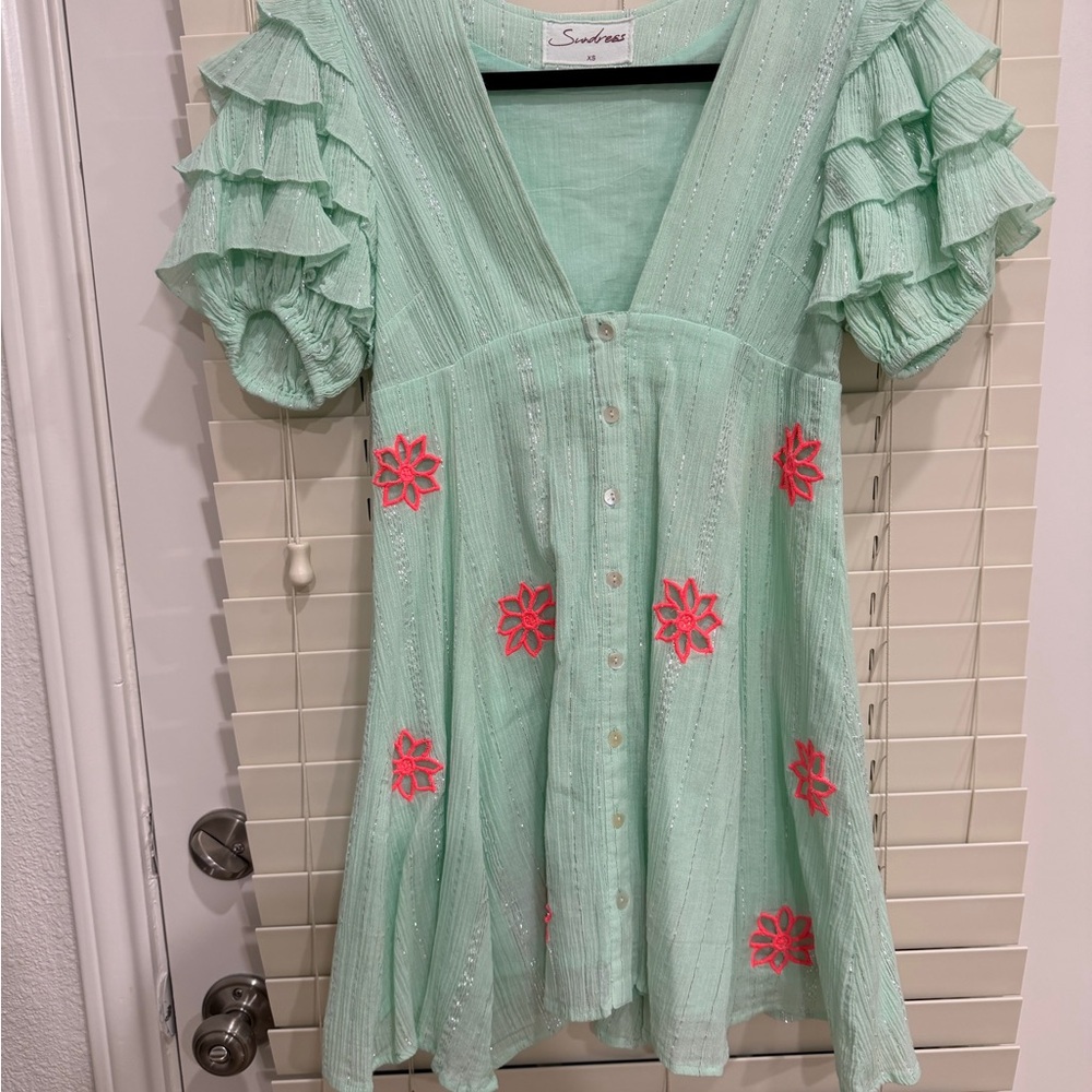 Sundress with Pink Floral Accents
